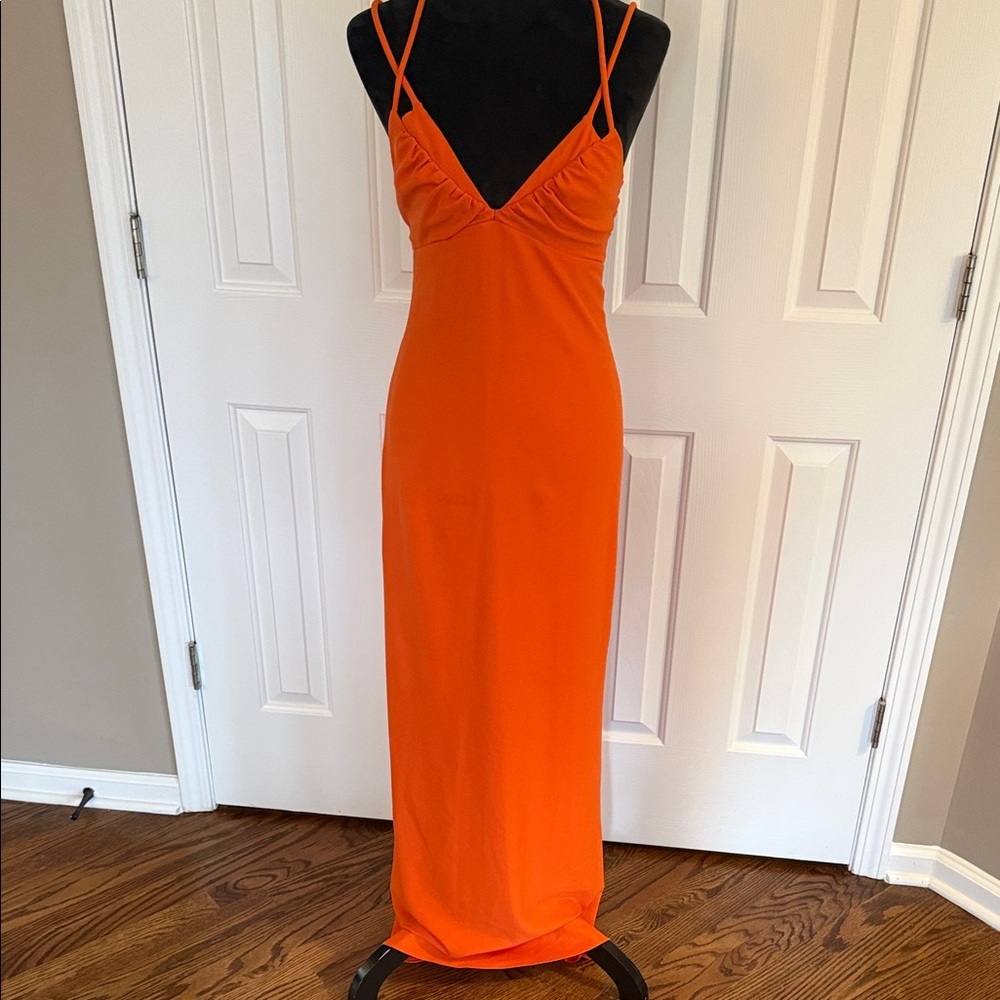 Tanya Taylor Vibrant Orange Maxi Dress